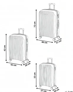 Set di 3 valigie rigide TONSAI Bianco sporco