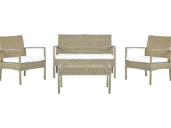Set divani con tavolino MARSALA Rattan sintetico (PE) Marrone chiaro