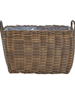 Set di 2 vasi da fiori in vimini ORMOS Rattan sintetico (PE) 53/59 cm Marrone