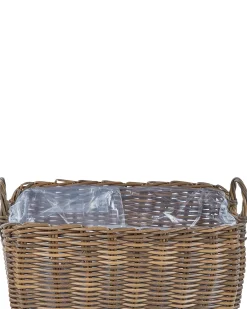 Set di 2 vasi da fiori in vimini ORMOS Rattan sintetico (PE) 53/59 cm Marrone