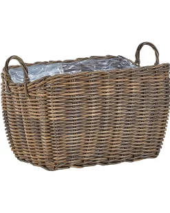Set di 2 vasi da fiori in vimini ORMOS Rattan sintetico (PE) 53/59 cm Marrone