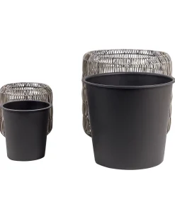 Set di 2 vasi per piante BRODIEA Rattan sintetico (PE) 26/45 cm Marrone chiaro