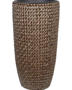 Set di 2 vasi per piante CEDRUS Rattan sintetico (PE) 37/45 cm Marrone