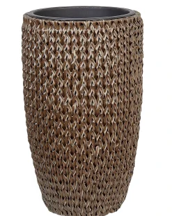 Set di 2 vasi per piante CEDRUS Rattan sintetico (PE) 37/45 cm Marrone