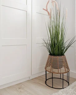 Set di 2 vasi rialzati per piante BORAGO Rattan sintetico (PE) 20/21 cm Naturale