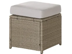 Set salotto da giardino con tavolo e pouf 5 posti BARDI con cuscini Rattan sintetico (PE) Tortora