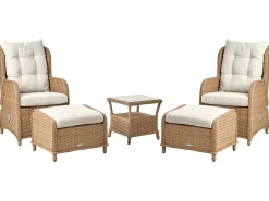 Set salotto da giardino con tavolo e pouf 2 posti PONZA Rattan sintetico (PE) Marrone