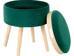 Sgabello contenitore NEELY Velluto Verde smeraldo