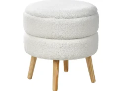 Sgabello contenitore OKATON Bouclé Bianco
