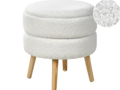 Sgabello contenitore OKATON Bouclé Bianco