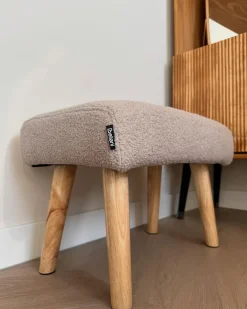 Sgabello TAKOMA Bouclé Beige chiaro