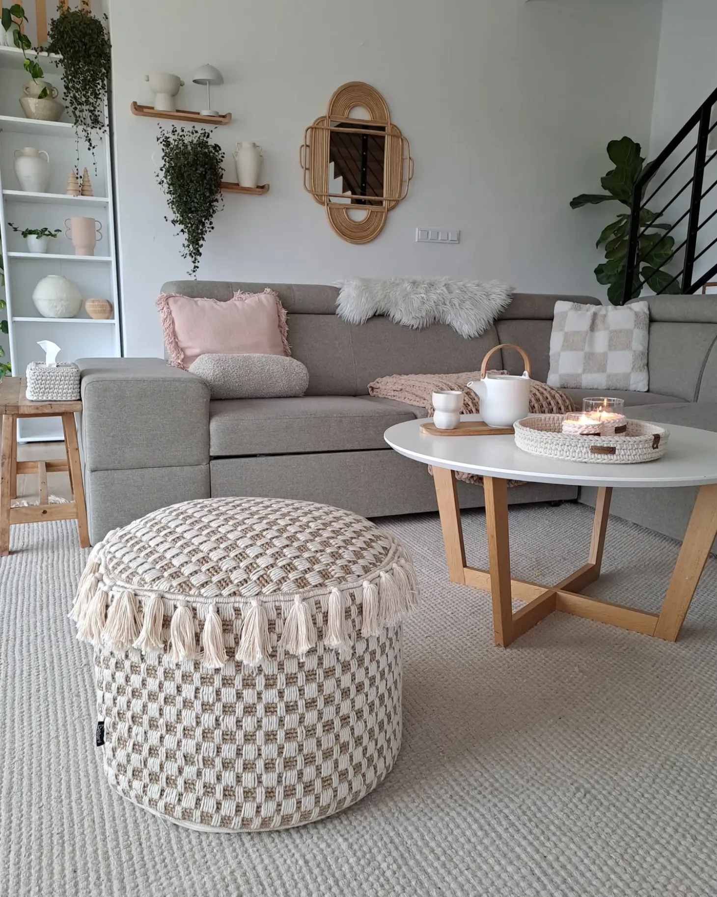 Specchio ALCORN 70 cm 90 cm Rattan Naturale