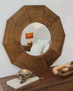 Specchio ASEM 60 cm 60 cm Legno di pioppo Marrone