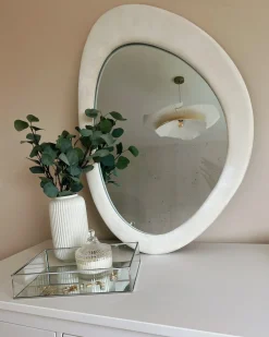 Specchio AUDES 60 cm 90 cm Velluto Bianco sporco