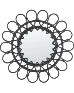 Specchio BABAI 60 cm 60 cm Rattan Nero