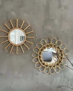 Specchio BABAI 60 cm 60 cm Rattan Naturale