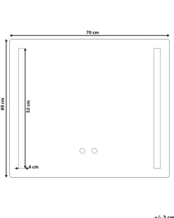 Specchio da bagno con luce LED LIRAC 70 cm 60 cm Argento