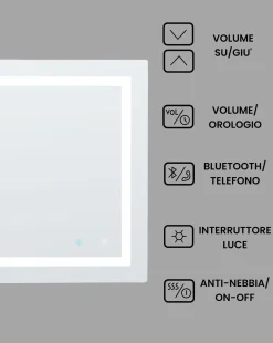 Specchio da bagno con luce LED PRENOIS 80 cm 60 cm Argento
