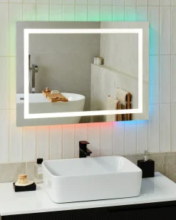 Specchio da bagno con luce LED PRENOIS 80 cm 60 cm Argento