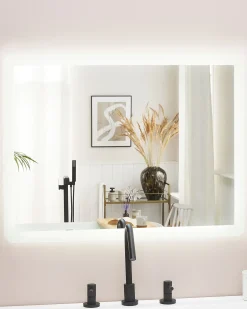 Specchio da bagno con luce LED CORROY 80 cm 60 cm Argento