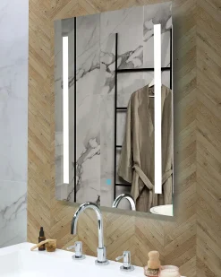 Specchio da bagno con luce LED MARTINET 70 cm 90 cm Argento
