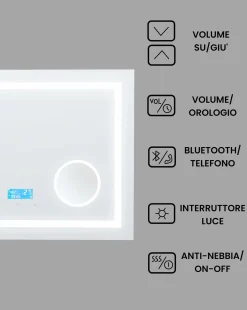 Specchio da bagno con luce LED THAIX 80 cm 60 cm Argento