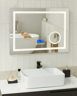 Specchio da bagno con luce LED THAIX 80 cm 60 cm Argento