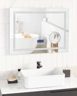 Specchio da bagno con luce LED THAIX 80 cm 60 cm Argento