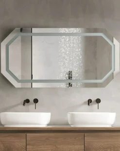 Specchio da bagno con luce LED LOCMARIAQUER 120 cm 60 cm Argento