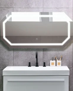 Specchio da bagno con luce LED LOCMARIAQUER 120 cm 60 cm Argento