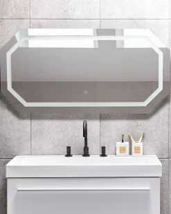 Specchio da bagno con luce LED LOCMARIAQUER 120 cm 60 cm Argento