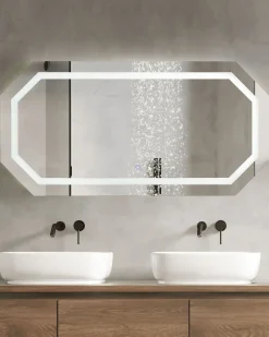 Specchio da bagno con luce LED LOCMARIAQUER 120 cm 60 cm Argento