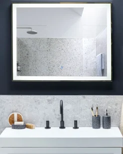 Specchio da bagno con luce LED ARGENS 90 cm 70 cm Argento