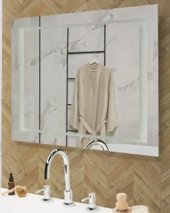 Specchio da bagno con luce LED EYRE 80 cm 60 cm Argento