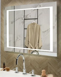 Specchio da bagno con luce LED EYRE 80 cm 60 cm Argento