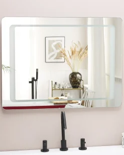Specchio da bagno con luce LED WASSY 80 cm 60 cm Argento