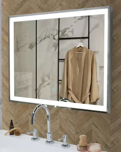 Specchio da bagno con luce LED ARGENS 80 cm 60 cm Argento