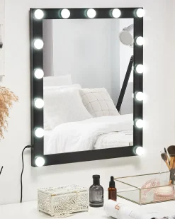 Specchio da bagno con luce LED ODENAS 50 cm 60 cm Nero