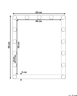 Specchio da bagno con luce LED ODENAS 50 cm 60 cm Nero