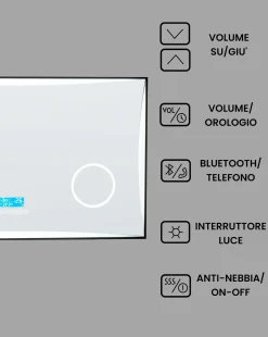 Specchio da bagno con luce LED ONLAY 100 cm 60 cm Argento