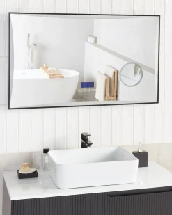 Specchio da bagno con luce LED ONLAY 100 cm 60 cm Argento