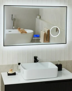 Specchio da bagno con luce LED ONLAY 100 cm 60 cm Argento