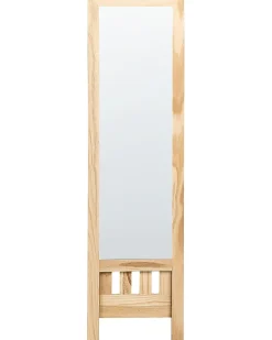 Specchio da parete con ripiano LUISANT 145 cm Legno di pino Marrone chiaro