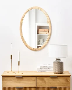 Specchio FOISSY 50 cm 70 cm Rattan Naturale