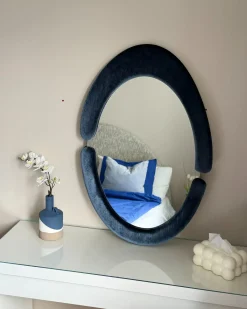 Specchio MASSAY 53 cm 90 cm Velluto Blu scuro
