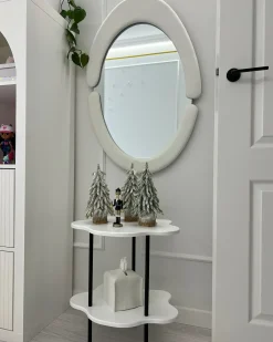 Specchio MASSAY 53 cm 90 cm Velluto Bianco