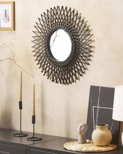 Specchio TAGOLU 60 cm 60 cm Rattan Nero