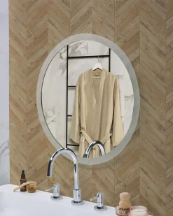 Specchio da bagno con luce LED YSER 58 cm 58 cm Argento