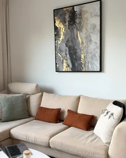 Stampa su tela JESI Motivo astratto 83 x 103 cm Grigio