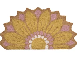 Tappetino da Ingresso AROLIK Giallo 45 x 75 cm Fiore Fibra di Cocco